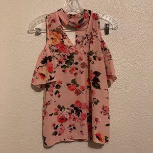 Urban Episode women's size M pink, green, peach and white floral blouse